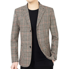 Men's New No-Iron Plaid Blazer