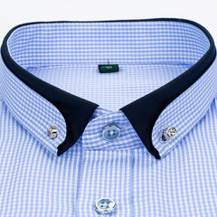 Men's Business Striped Plaid Long Sleeve Shirt