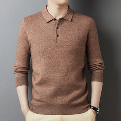 Men's Winter Pure Wool Lapel Thickened Casual Warm Sweater