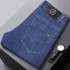 2024 Men's New Ice Silk Loose Large Size Elastic Business Casual Jeans