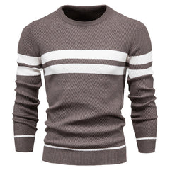 Men's Casual Striped Color Block Crew Neck Sweater