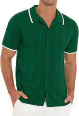 Men's Fashionable and Casual Patchwork Color Hollow Breathable and Comfortable Shirt