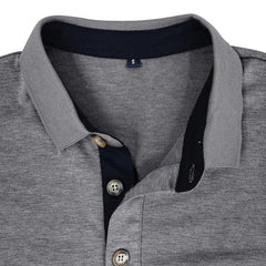 Long-sleeved solid color lapel casual polos