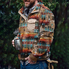 Men's Casual Flannel Plush Button Sweater