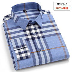 New Men's Fashion Plaid Cotton Brushed Business Casual Shirt