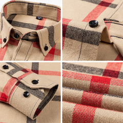 Pure cotton plaid casual lapel shirt
