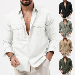 2024 New Men's Multi-pocket Casual Comfortable Long-sleeved Shirt