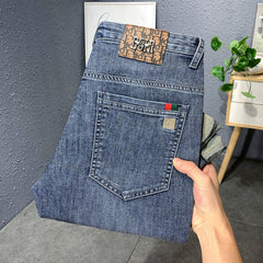 Men's Elastic Embroidered Loose Straight Jeans