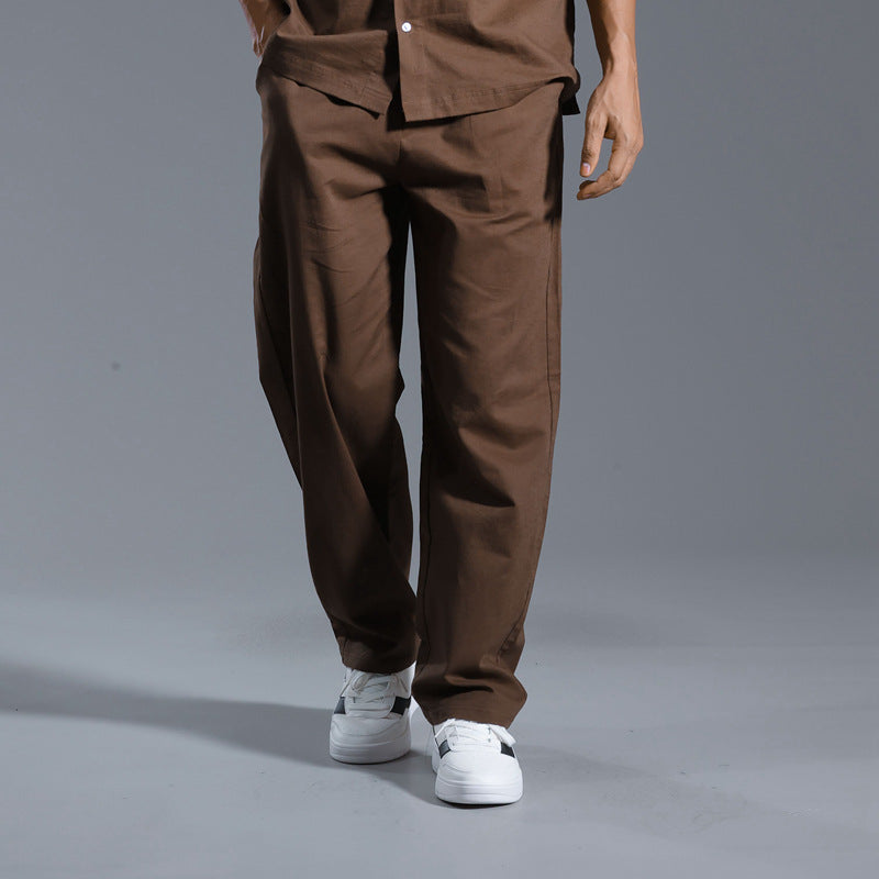 2024 Cotton and Linen Loose Straight Large Size Casual Trousers