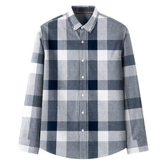 New Cotton Men's Long-sleeved Plaid Shirt