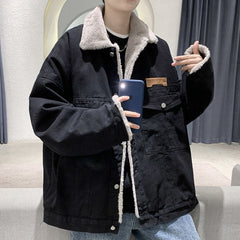 Winter fleece thickened denim jacket