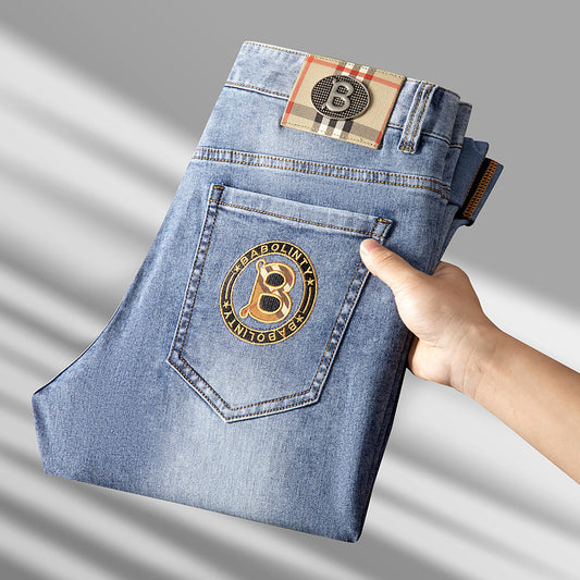 Men's Fashionable High-end Letter Embroidered Stretch Jeans