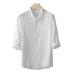 Men's Casual Loose Solid Color Cotton Linen Shirt