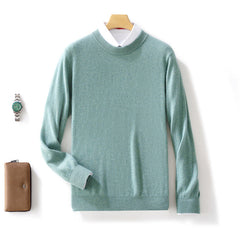 Winter New Men's Pure Wool Warm Simple Round Neck Casual Versatile High-end Knitted Sweater