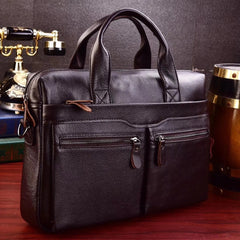 New Men's Genuine Leather Handbag 14 Inch Business Large Capacity Briefcase