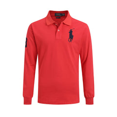 Men's lapel loose plus size cotton embroidered polos