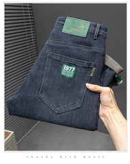 2023 High-End Men's Stretch Slim Winter Velvet Thickened Warm Jeans