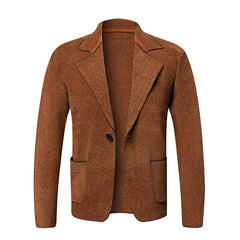 2025 New Men's Solid Color Suit Knitted Jacket