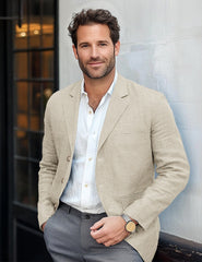 Men's Casual Solid Color Cotton and Linen Blazer