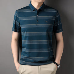 Striped Short Sleeve Lapel Casual POLO Shirt