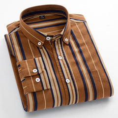 New Men's 100% Cotton Striped Loose Breathable Shirt