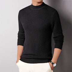 Men's Winter Solid Color Half Turtle Collar Slim Fit Stretch Knit Sweater