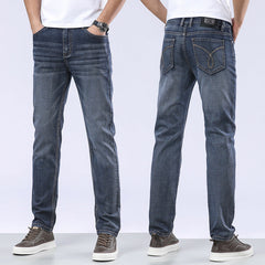 2024 New Men's Elastic Business High-end Loose Jeans