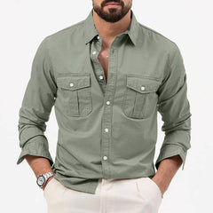 2024 New Men's Multi-pocket Casual Comfortable Long-sleeved Shirt