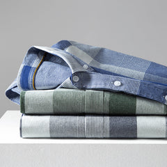 New Cotton Men's Long-sleeved Plaid Shirt