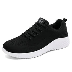 Men's Large Size Leather Waterproof Casual Running Black Sports Shoes