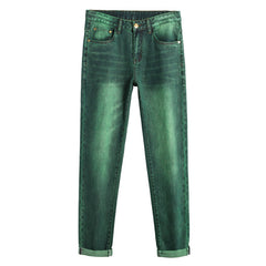 Men's High-end Slim Straight Green Jeans