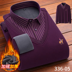 Men's Fake Two Piece Warm Contrast Shirt