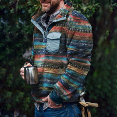 Men's Casual Flannel Plush Button Sweater