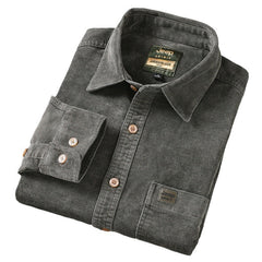 Men's Corduroy Loose Fashion Casual Embroidered Long-sleeved Warm Shirt