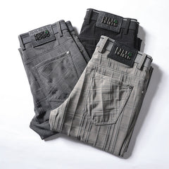 Plaid new high quality breathable straight all-match trousers