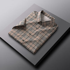Men's Summer Ice Silk Plaid Casual Loose Shirt