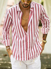 2023 Men's Striped Loose Shirt