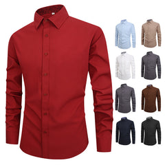 Men's Solid Color Warm Casual Simple Business Shirt
