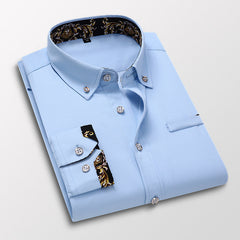 Cotton lapel long sleeve casual shirt