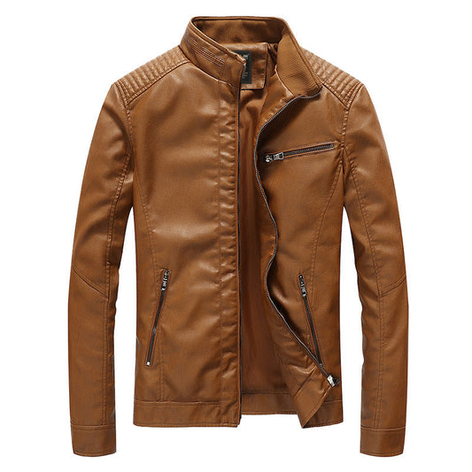 Men's Stand Collar Leather Jacket