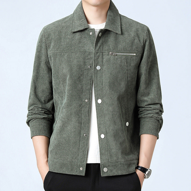 Men's Solid Color Corduroy Jacket