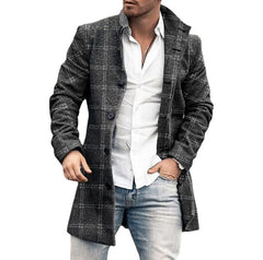 Men's Plaid Woolen Coat