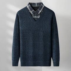 Men's Fake Two-piece Warm Knitted Bottoming Shirt