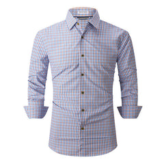 Men's Printed Long Sleeve Plaid Shirt