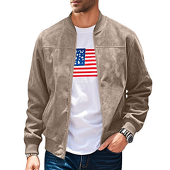 Men's Suede Stand Collar Slim Casual Jacket