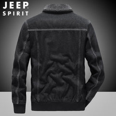 New Men's Thickened Fleece Denim Loose Large Size Windproof Jacket