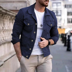 Men's Casual Slim Fit Multi-Pocket Work Denim Jacket