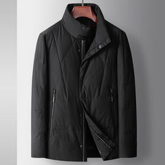 Men's Thickened Casual White Duck Down Stand Collar Warm Down Jacket