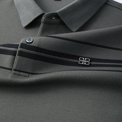 2024 Men's High-end Business Jacquard Striped Polo Shirt