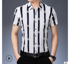 Short Sleeve Striped Lapel Shirt